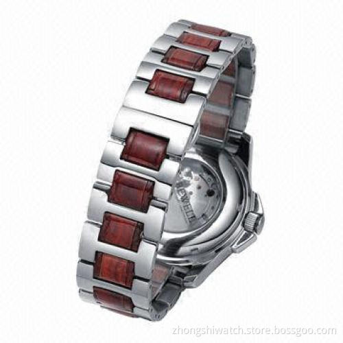 Fashionable Business Men's High-quality Automatic Watch with Stainless Steel/Red Sandalwood Material